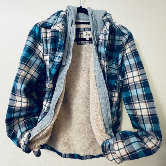 Official Burnside Faux Sherpa Fleece Lined Plaid Zip-Up & Button Up Jacket - Picture 1 of 8